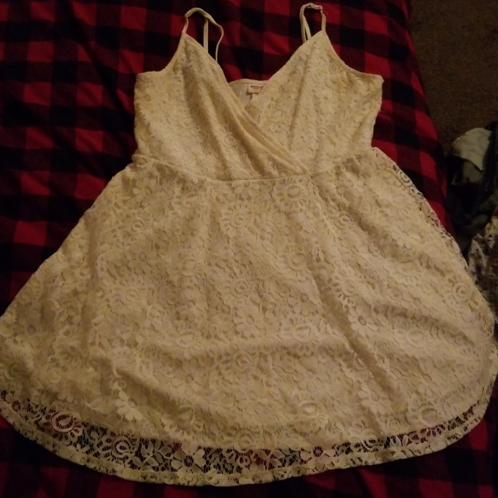 Ivory, lace mini dress